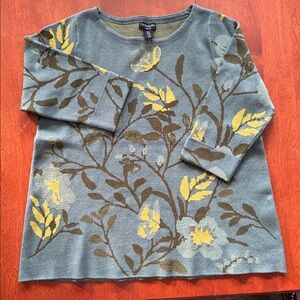 Cynthia Rowley Green and Yellow 3/4 sleeve sweater, 1XL